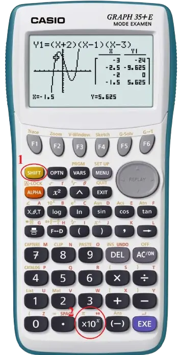 Afficher le nombre pi sur la calculatrice Casio GRAPH 35+E