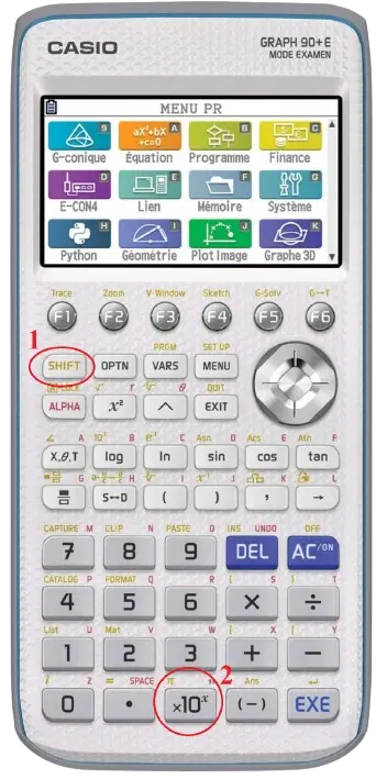 Afficher le nombre pi sur la calculatrice Casio GRAPH 90+E