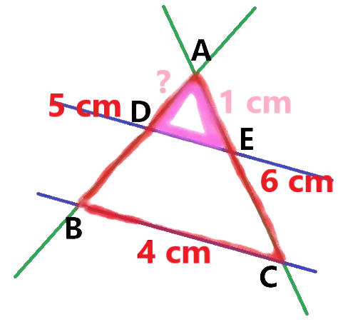 Exemple Thalès triangles AED ABC (DE) parallèle (BC)
