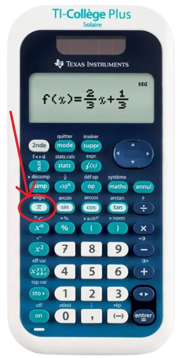 Afficher le nombre pi sur la calculatrice TI Collège Plus