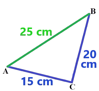 Triangle ABC AB 25 cm BC 20 cm AC 15 cm réciproque Pythagore